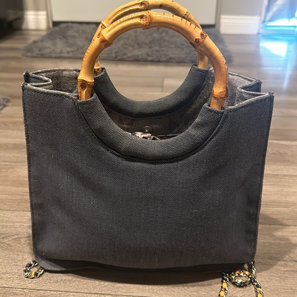 Fossil canvas tote bamboo round handles - Picture 2 of 15